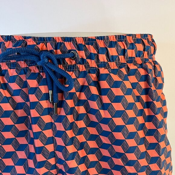 Ike by Ike Behar Men's Pink Blue Cube Geometric Swim Trunks - Size Medium - Picture 2 of 5